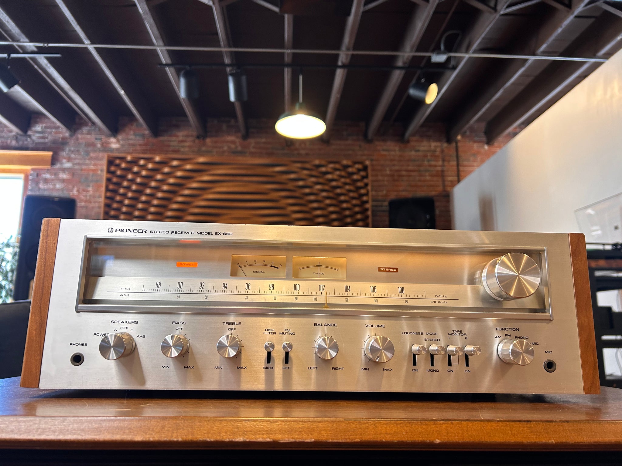 Pioneer SX-650 Vintage Receiver, Custom Cherry Veneer Casework