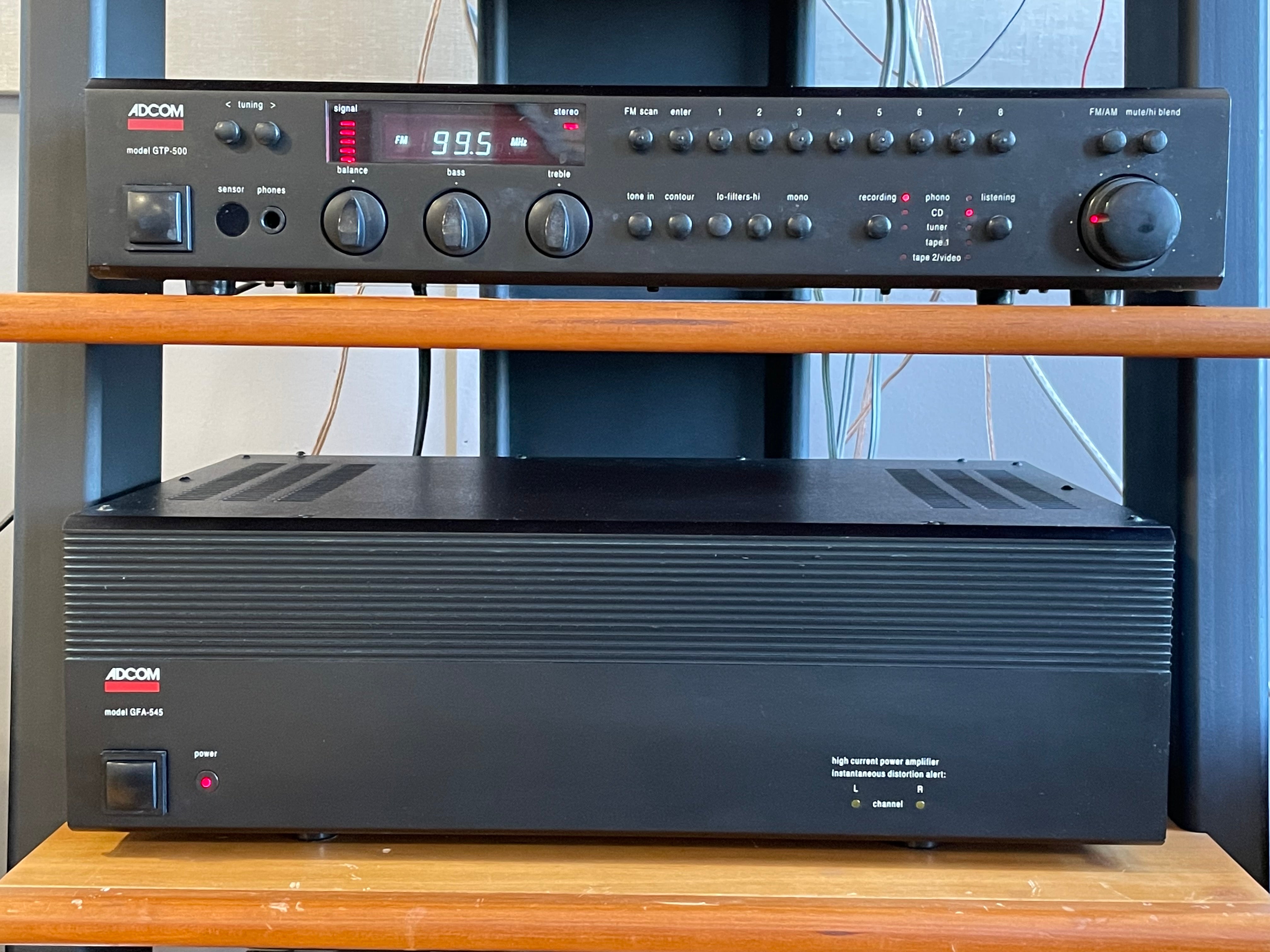 Adcom GTP-500 Tuner Preamp & GFA-545 Power Amp, "Quality Stack" - SOLD